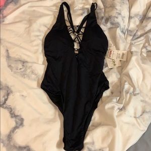 Black crisscross one-piece